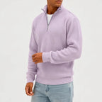 Model wearing Purple corduroy pullover in a studio - 2