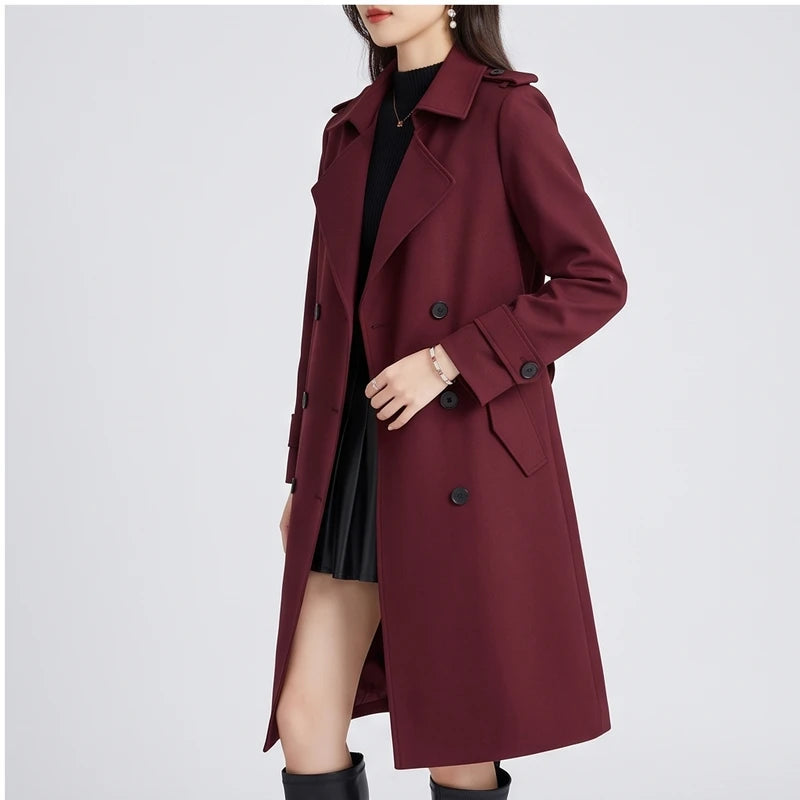 Model wearing Red coat in a studio - 2