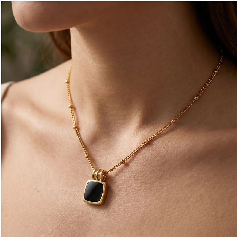 Model wearing Midnight Chic Necklace Midnight Chic Necklace close-up - 3