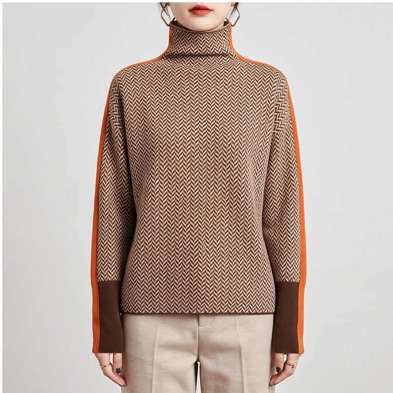 Model wearing Brown sweater in a studio - 3