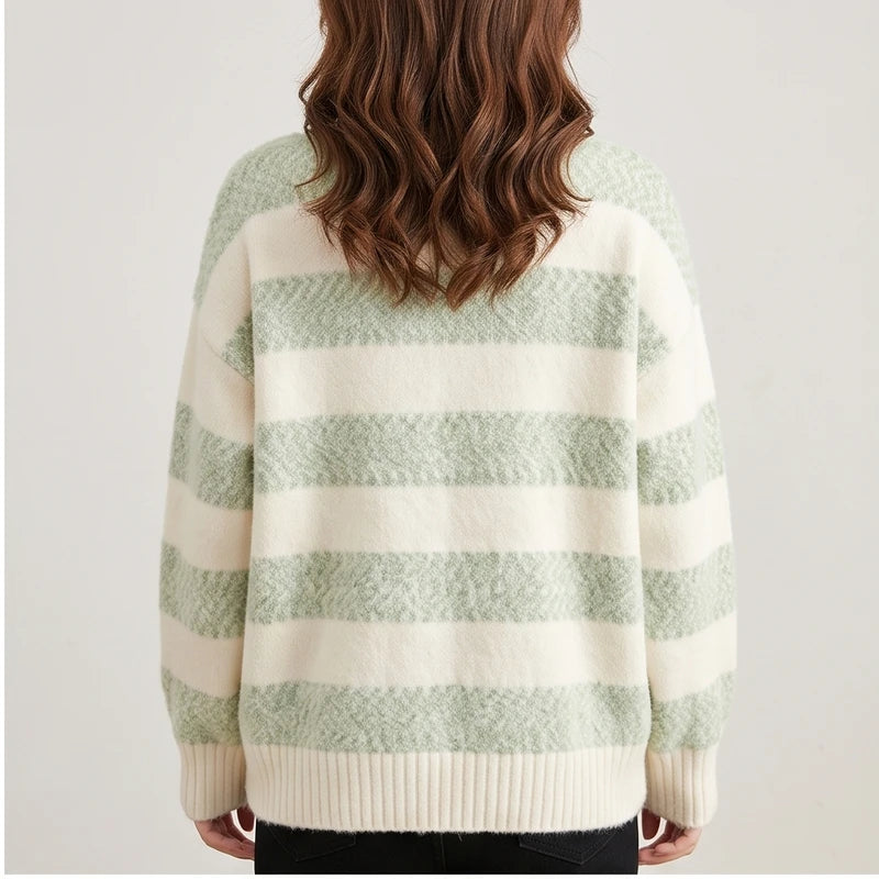 Model wearing Gray knit sweater in a studio - 2
