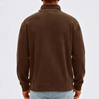 Model wearing Brown corduroy pullover in a studio - 2