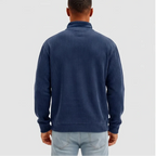 Model wearing Navy corduroy pullover in a studio - 2