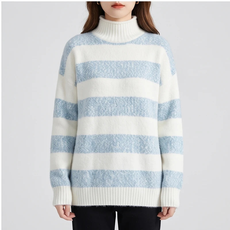 Model wearing Black knit sweater in a studio - 2
