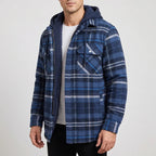 Navy vest on an off-gray studio background