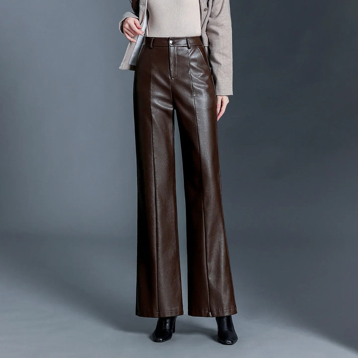 Calloway Women's Leather Flat Front Trousers