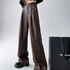 Vada Women's Faux Leather Wide Leg Trousers