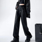 Vada Women's Faux Leather Wide Leg Trousers