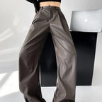 Vada Women's Faux Leather Wide Leg Trousers