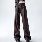 Vada Women's Faux Leather Wide Leg Trousers