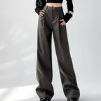 Vada Women's Faux Leather Wide Leg Trousers