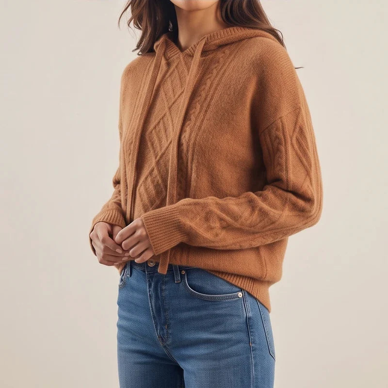 Model wearing Brown knit sweater in a studio - 2