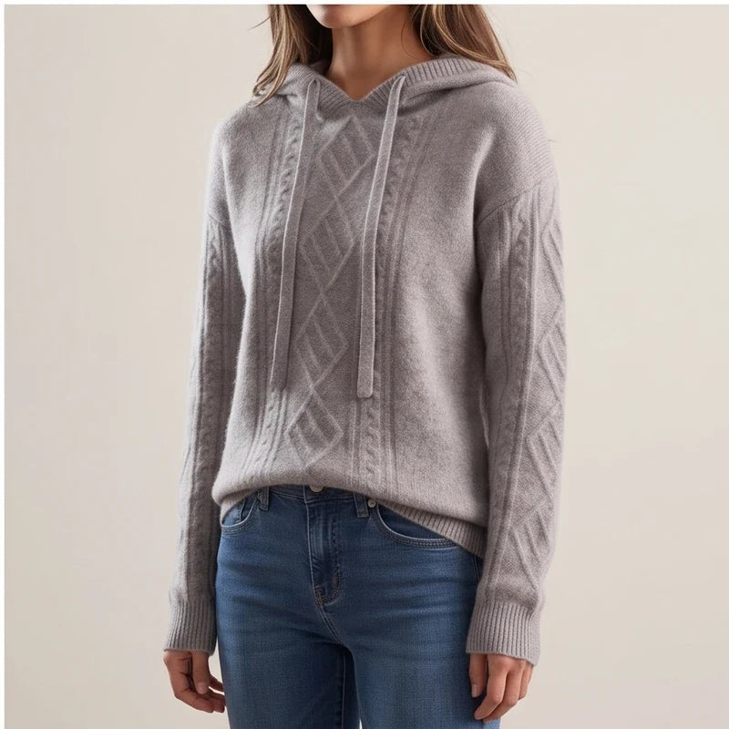 Model wearing Gray knit sweater in a studio - 2