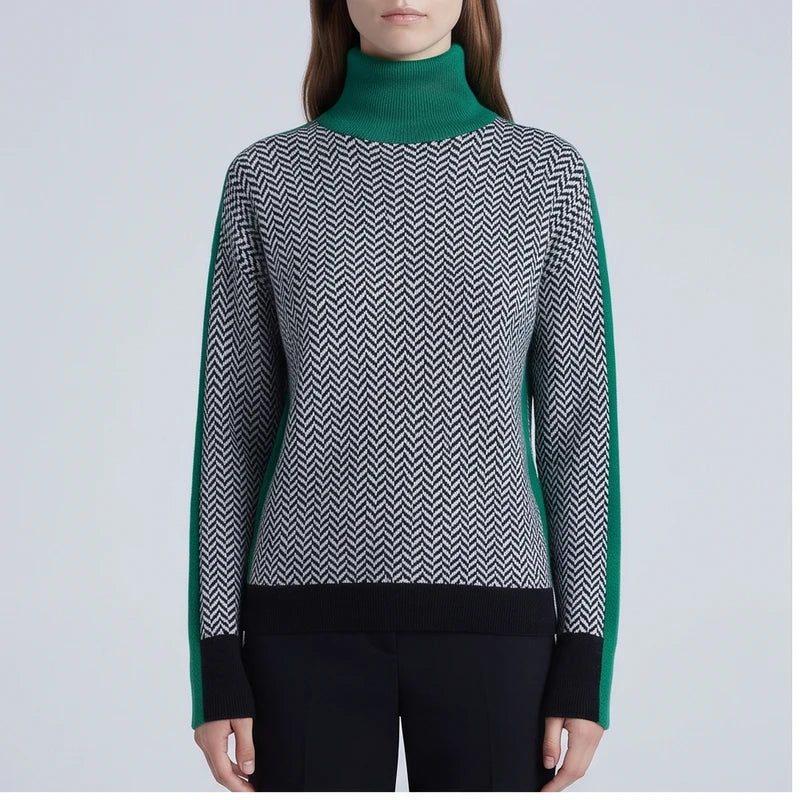 Model wearing Black sweater in a studio