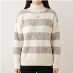 Model wearing Red knit sweater in a studio - 2