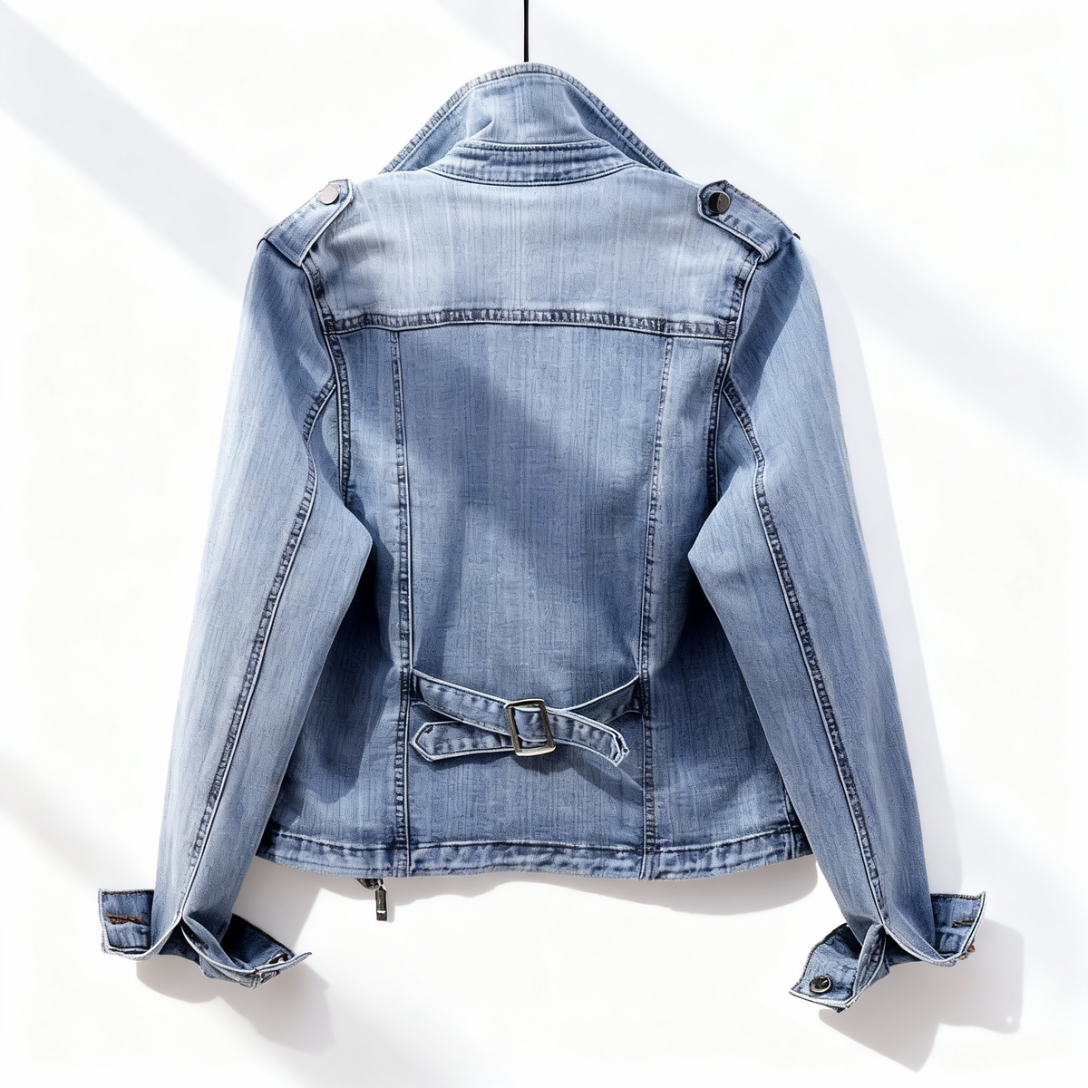 Westlyn Cropped Denim Moto Jacket