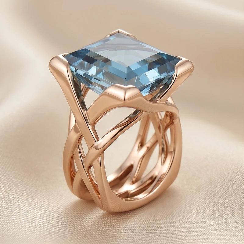 Vintage Rose Gold Blue Zirconia Ring Vintage Rose Gold Blue Zirconia Ring product photo