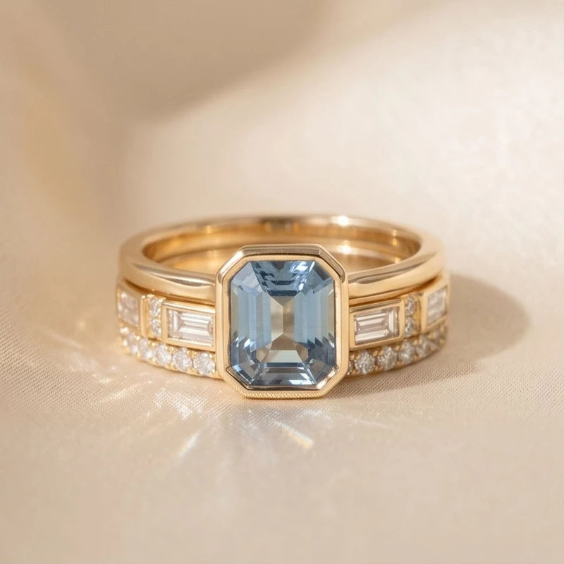 Lumière Gold & Sapphire Ring Set Lumière Gold & Sapphire Ring Set product photo