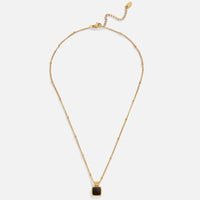 Solenne Gold Tone Black Stone Pendant Necklace