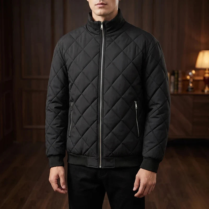 Black jacket in a dark wood interior