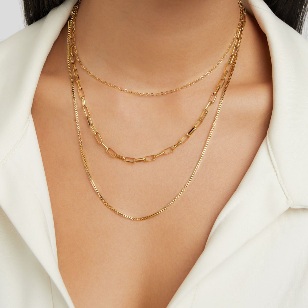 Chrysalis Gold Tone Layered Chain Necklace Set