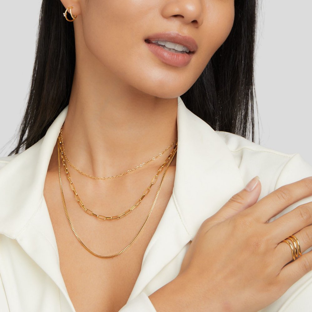 Chrysalis Gold Tone Layered Chain Necklace Set