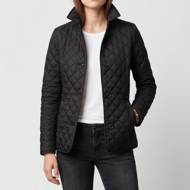 Black jacket on an off-gray studio background