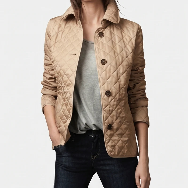 Khaki jacket on an off-gray studio background