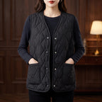 Black vest in a dark wood interior