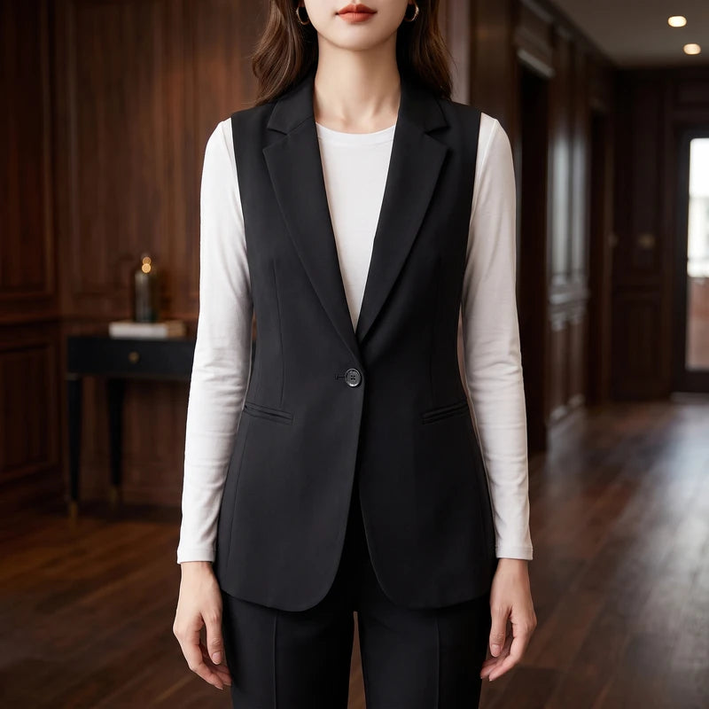 Black suit on an off-gray studio background