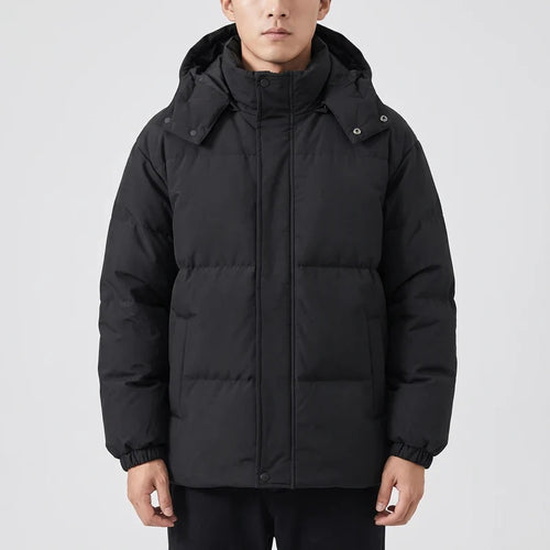 Black cotton jackets in a dark wood interior