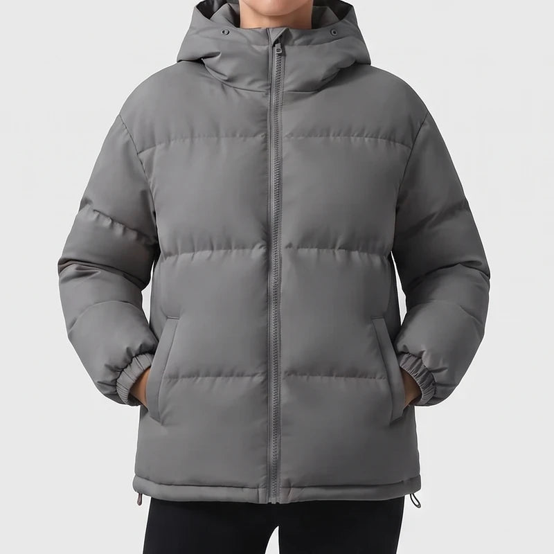 Dark Gray jacket on an off-gray studio background
