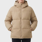 Khaki jacket on an off-gray studio background