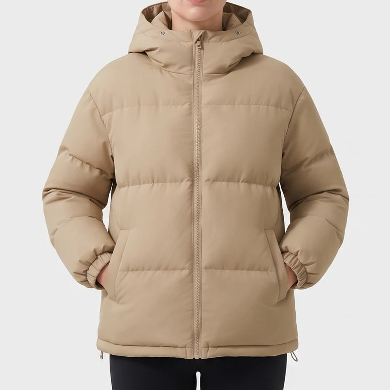 Khaki jacket on an off-gray studio background