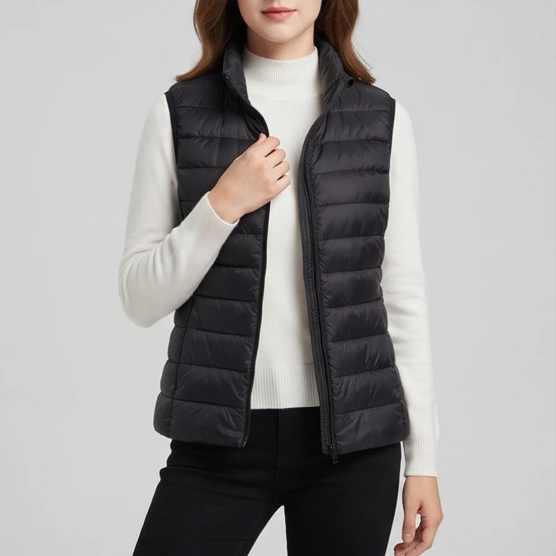 Black cotton vest on an off-gray studio background - 2