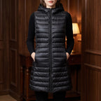 Black vest in a dark wood interior