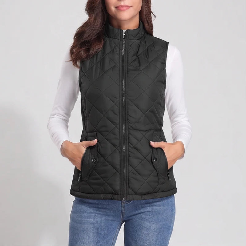 Black cotton vest on an off-gray studio background