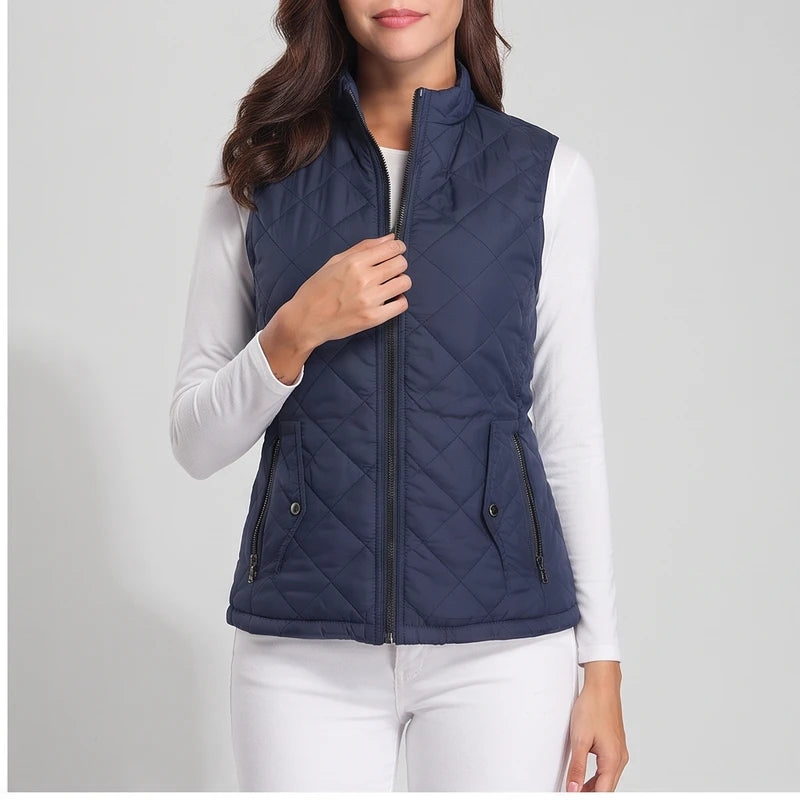 Blue cotton vest on an off-gray studio background - 2