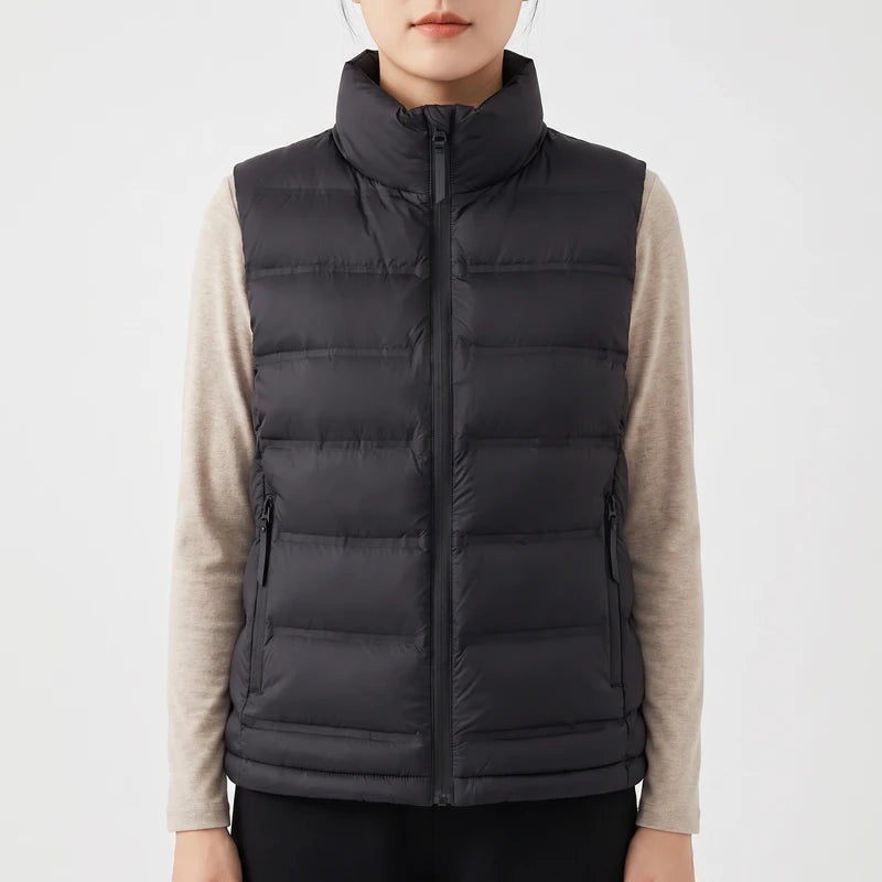 Model wearing Black cotton vest in a studio