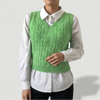Green knit sweater on an off-gray studio background - 3